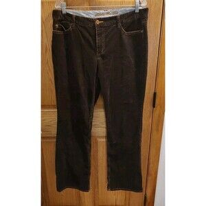 Eddie Bauer Womens Sz 12 Brown Curvy Straight Leg Corduroy Pants Mid Rise